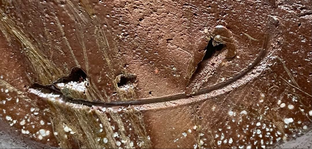 吉本正　備前花器　大作 　32cm 　共箱(四方桟盛蓋) 　共布　栞　LY2