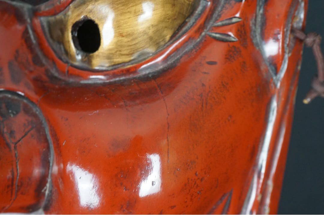 天狗面 木彫一刀彫 時代物 壁掛け 漆塗 縁起物 天狗