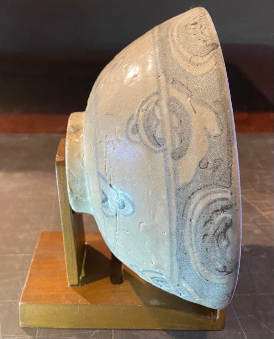 中国汕頭・スワトウ染付絵皿　鑑賞台付 沈船品・ヴィンテージ　レア ・台湾茶器