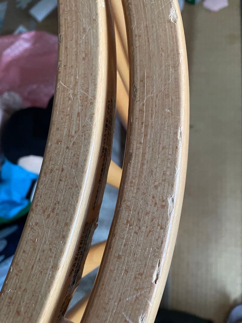 木製円形ベビーベッド マットレス付き