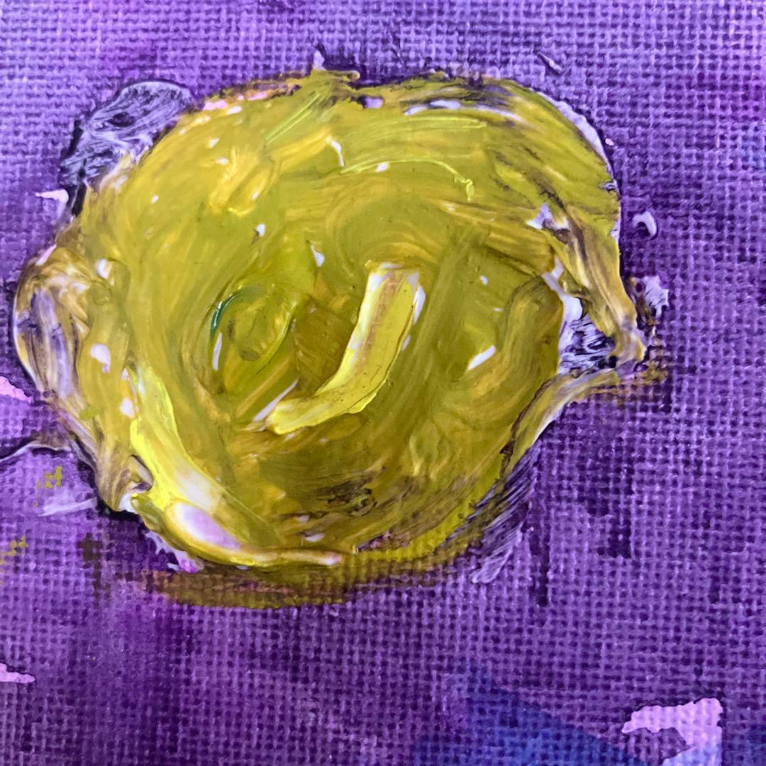 ピ*ー様 小4娘の絵　嵐の海　キャンバスボード縦25.5cm 横20.5cm