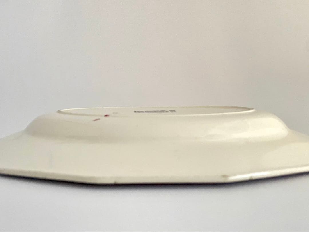 フランス アンティーク 赤い花柄のオーバルプレート