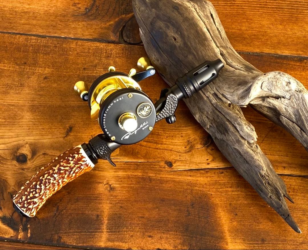 ガングリップ　ブラック　鹿の角グリップ　ハンドメイド　渓流釣り　トラウトロッド