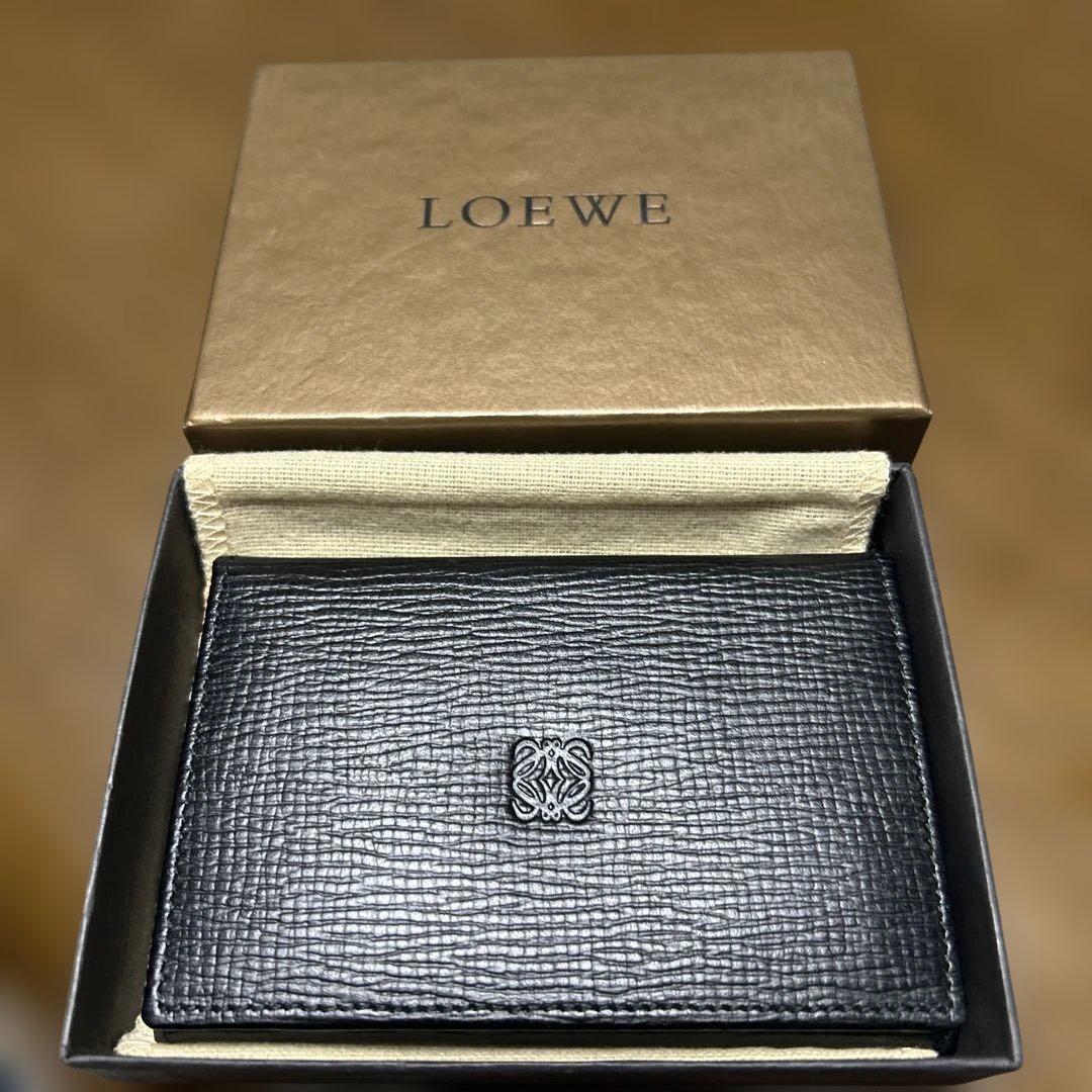 未使用　箱入りロエベ　カードケース　名刺入れ　アナグラム　レザー　ブラック