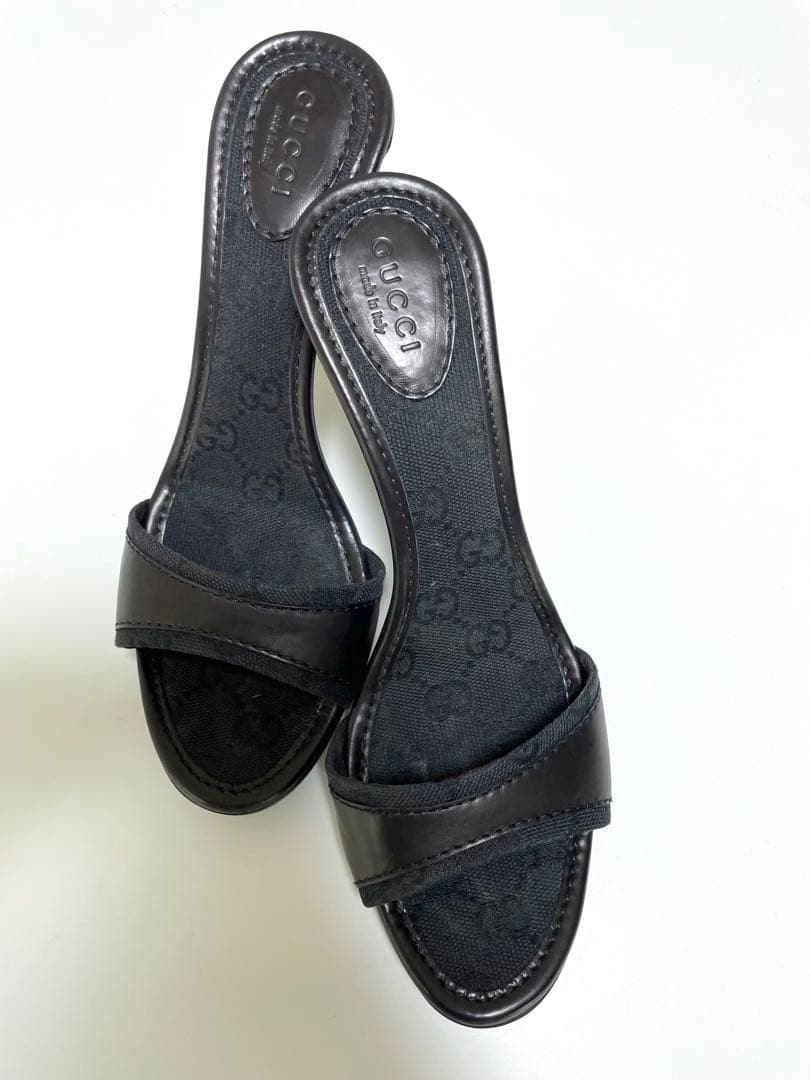 【美品】GUCCI ブラック ミュール 高ヒール