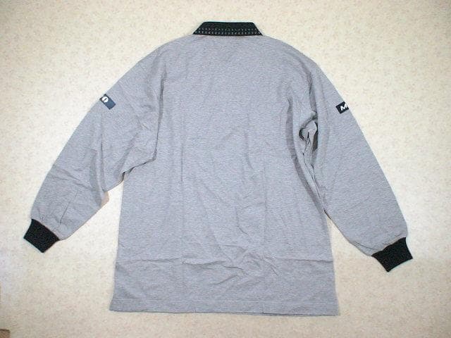 41601　ミズノ　メンズ　長袖ポロシャツ　グレーＸ黒　Ｌ