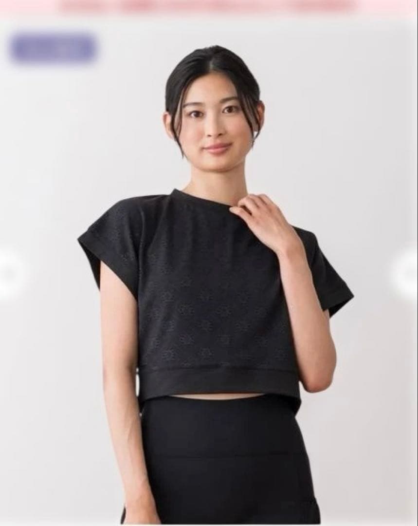 スカーラ　ブラトップ付きフラワーレーストップス　ブラック　S