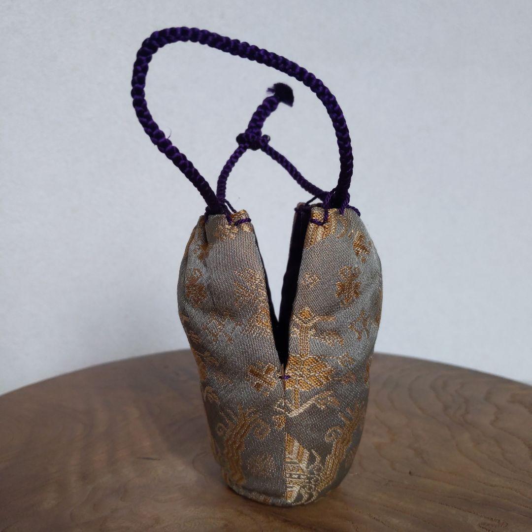 茶入　肩衝茶入　高取焼　高取喜恵　作　仕履付　有栖川紋　大火登金襴　【匿名配送】