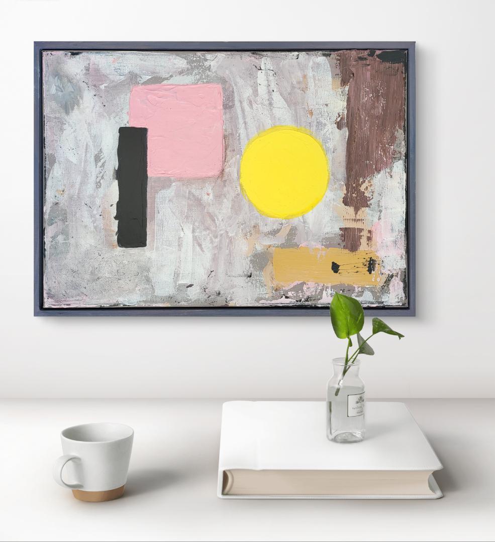 理想的な配置/ 抽象画 キャンバス 額セット 44×32㎝ 原画1点のみ モダン