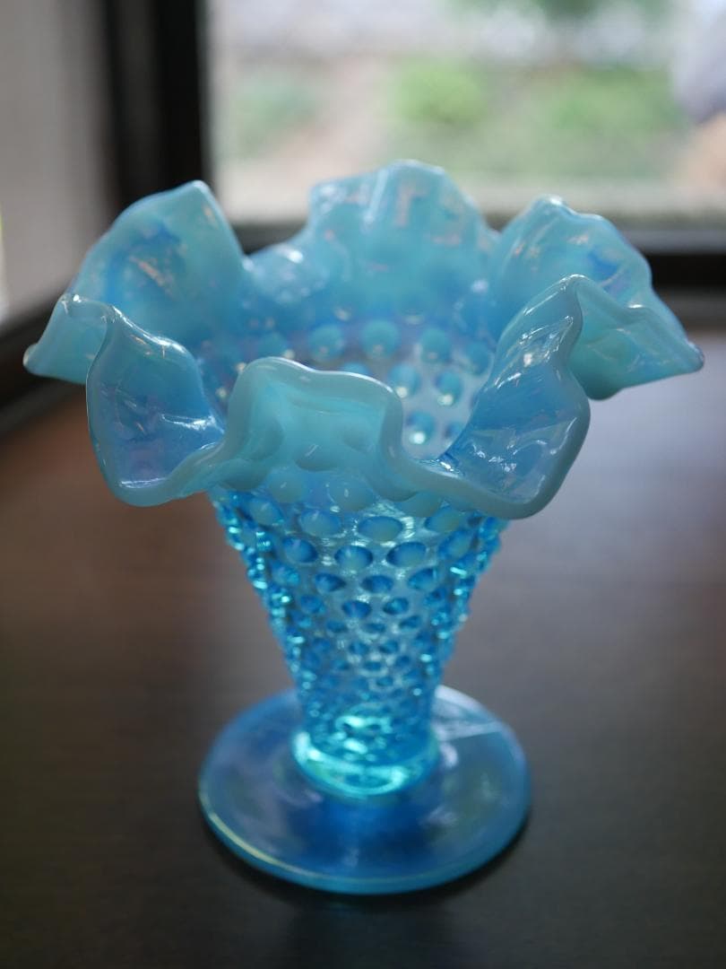 フェントン 大きいサイズ ブルーオパールセントホブネイル フラワーベース