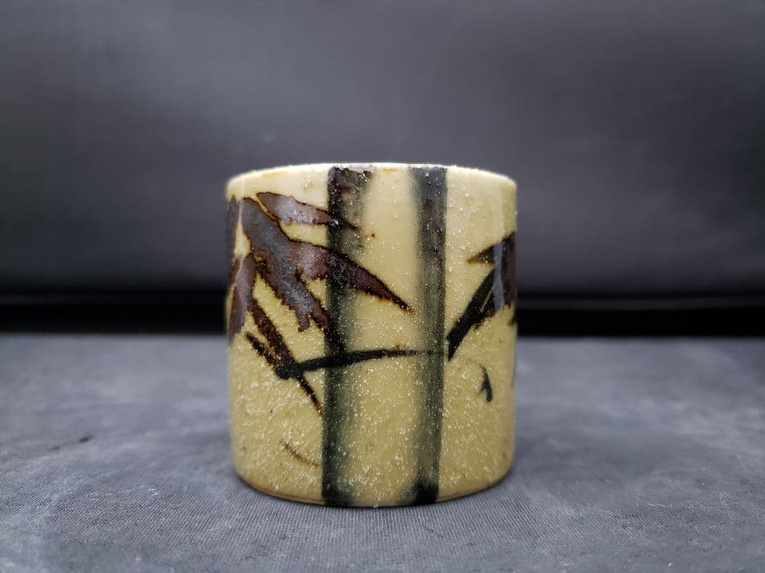 絵唐津皆具　古川華山作　清寂　茶道具　水指　建水　蓋置　花器　竹柄