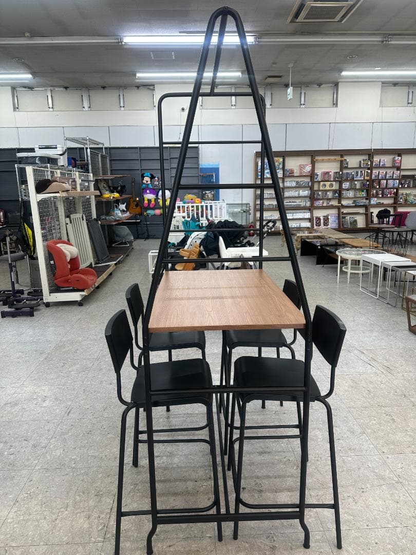 IKEA カウンターダイニングセット イス4脚 ブラウン