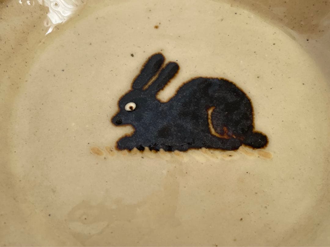 陶芸家　作家物　船木研児　舩木　研兒　うさぎ　丸皿　布志名焼　出雲　民芸　民藝