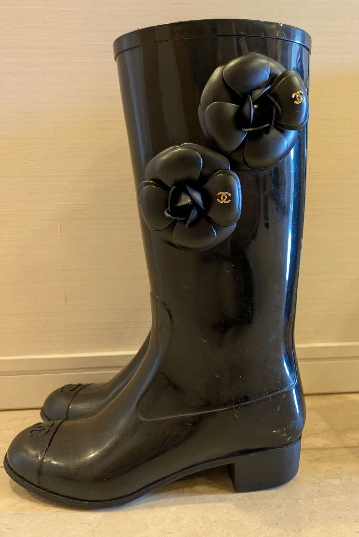 【訳あり】CHANEL レインブーツ カメリア