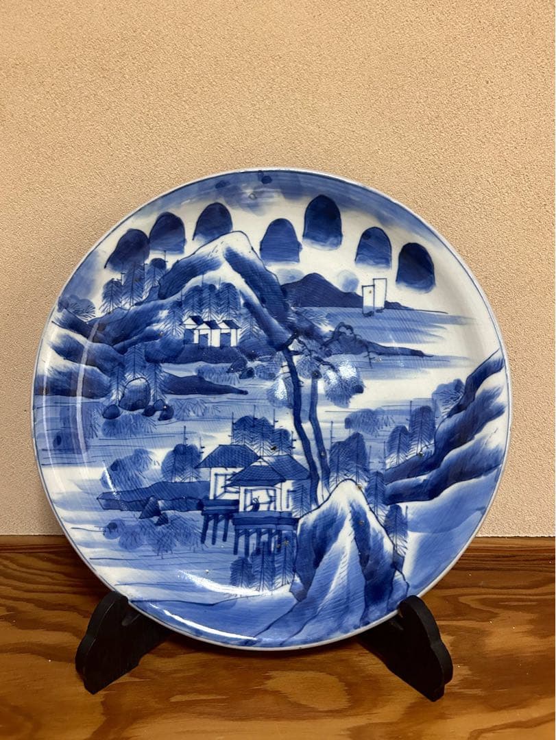 清光緒　染付　青花　大皿　中国美術　骨董品　陶磁器　時代物