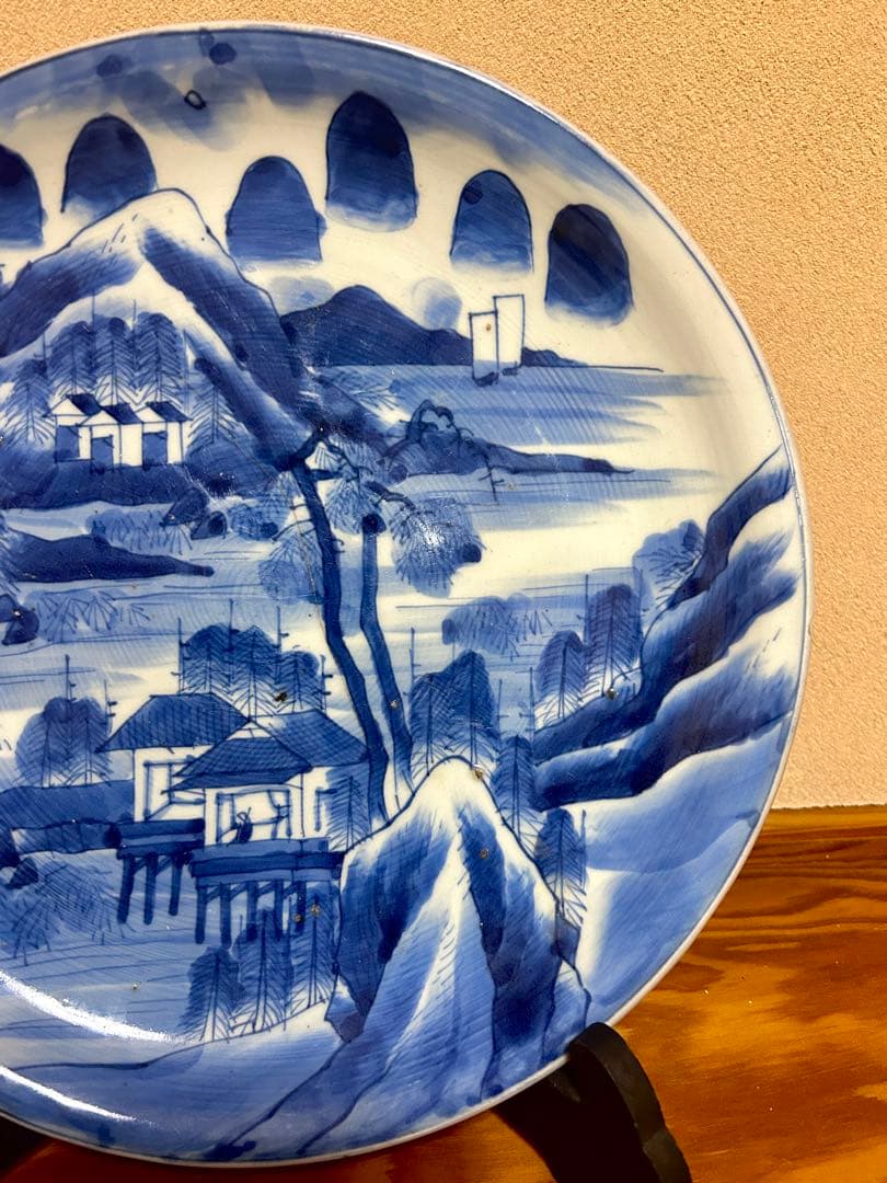 清光緒　染付　青花　大皿　中国美術　骨董品　陶磁器　時代物