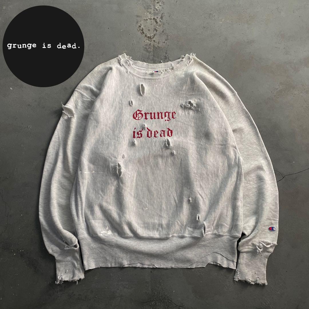 90's grunge is dead“ペイント“杢”XL“boro sweat