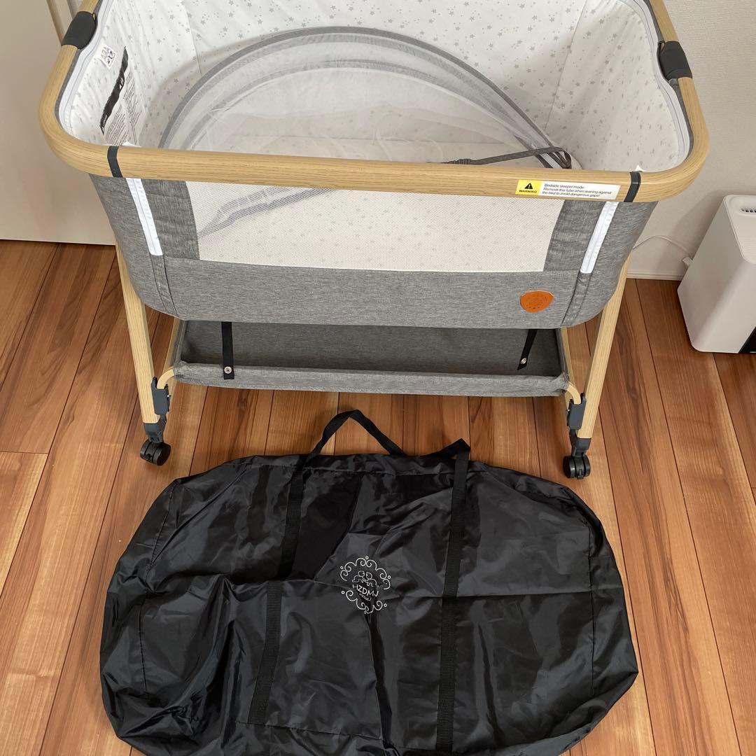 値下！【美品】HZDMJ 折りたたみ式ベビーベッド グレー 2022年購入