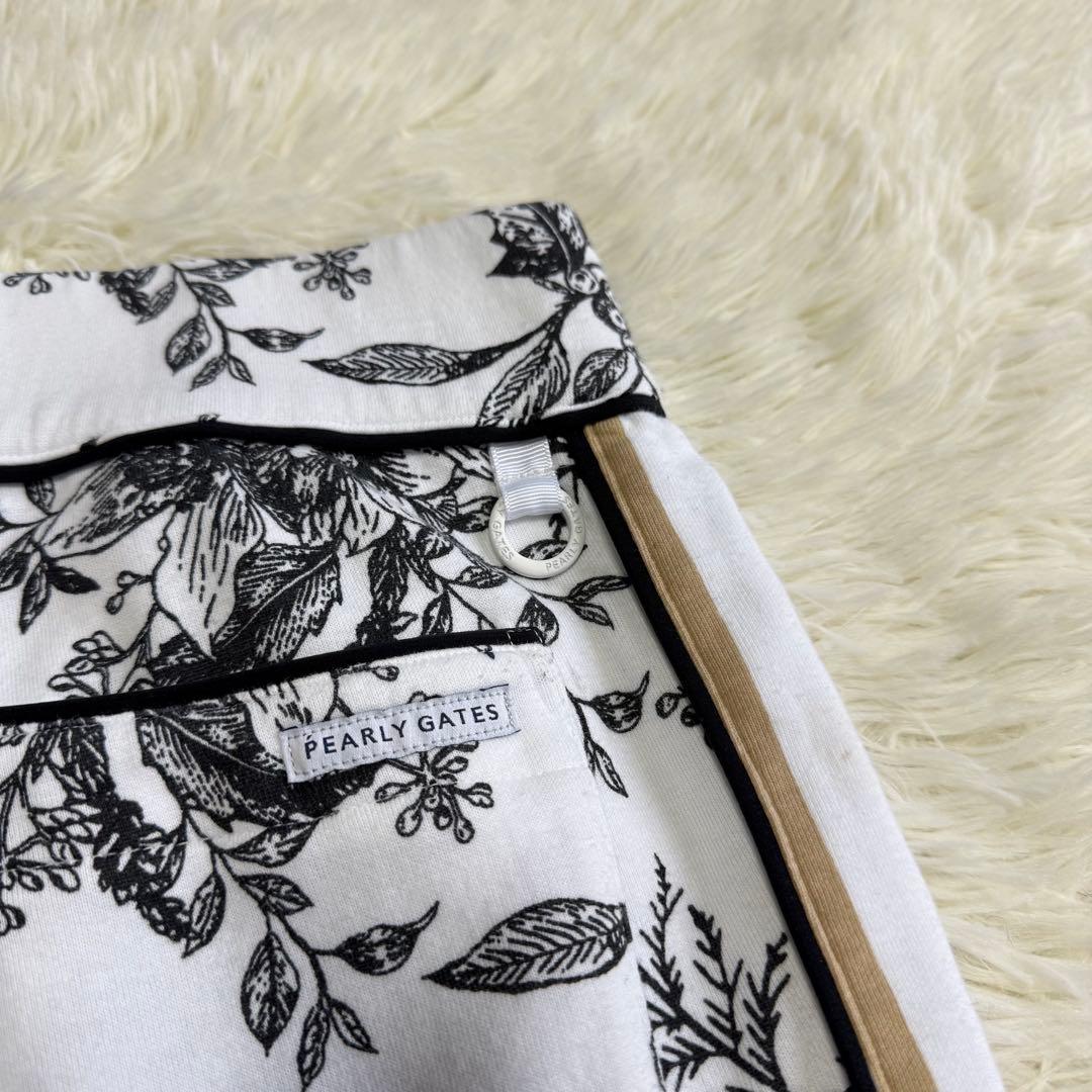 【パーリーゲイツ】美品 ジョガーパンツ 花柄 ホワイト 1サイズ レディース