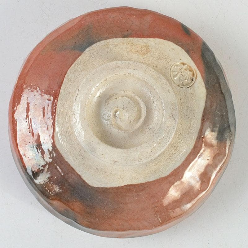 茶道具　赤楽茶碗　平茶碗　仕覆付　時代箱　V　9445