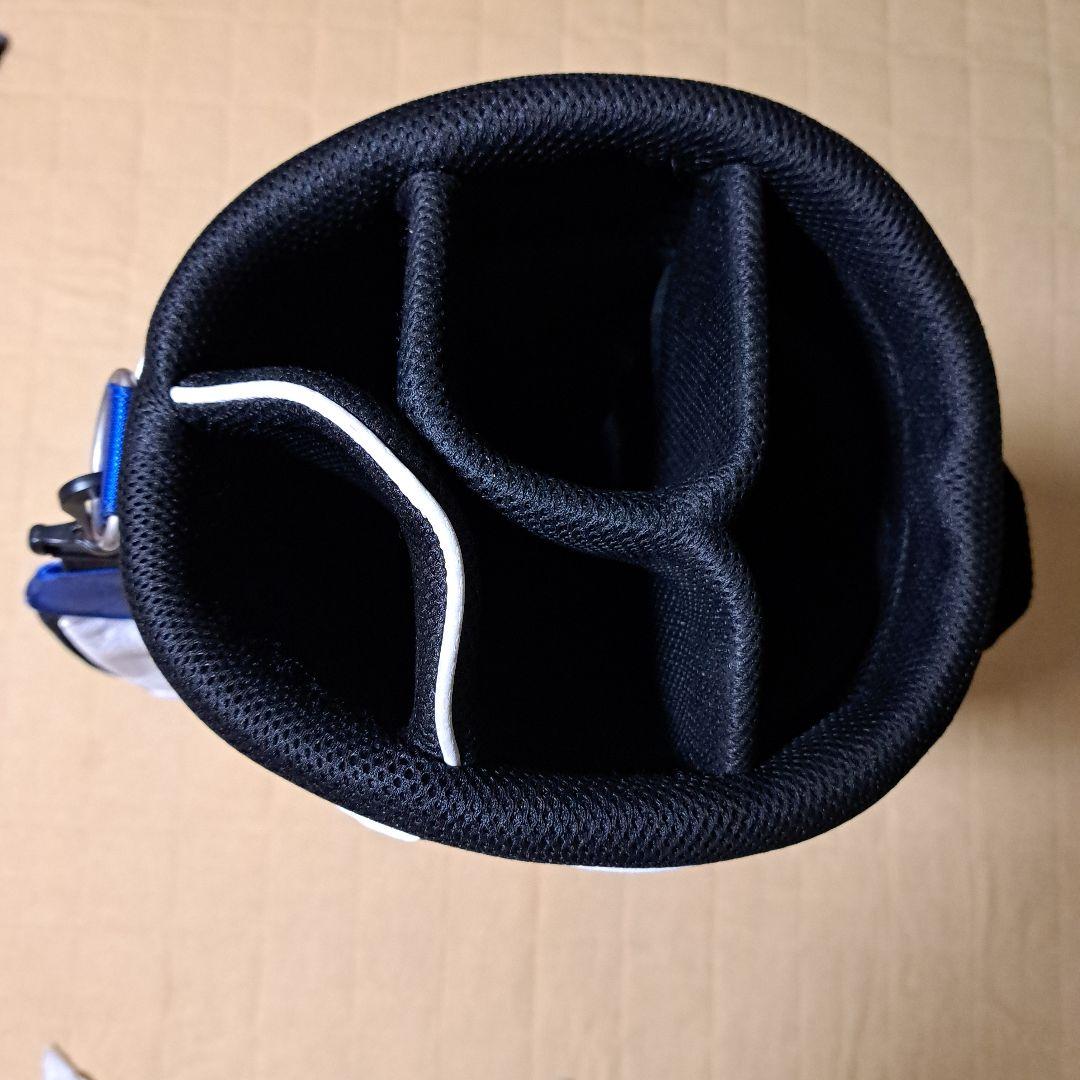 Mizuno ゴルフキャディバッグ.フード付き。 ホワイト/ネイビー。9インチ