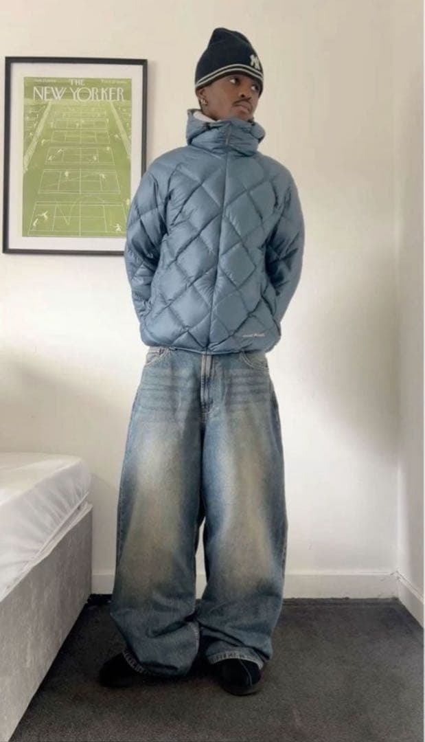 mont-bell ダウンジャケット キルティング　リバーシブル 青/黄色