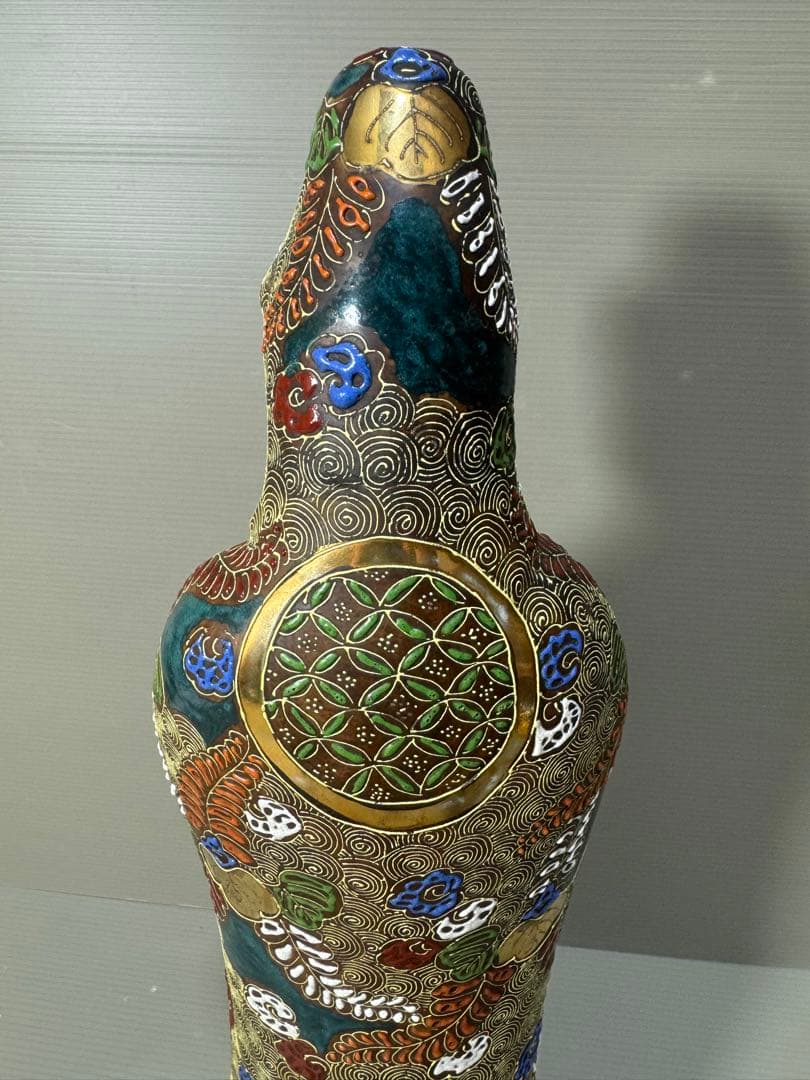 2308 九谷焼 観音菩薩像 仏像 色絵金彩 置物