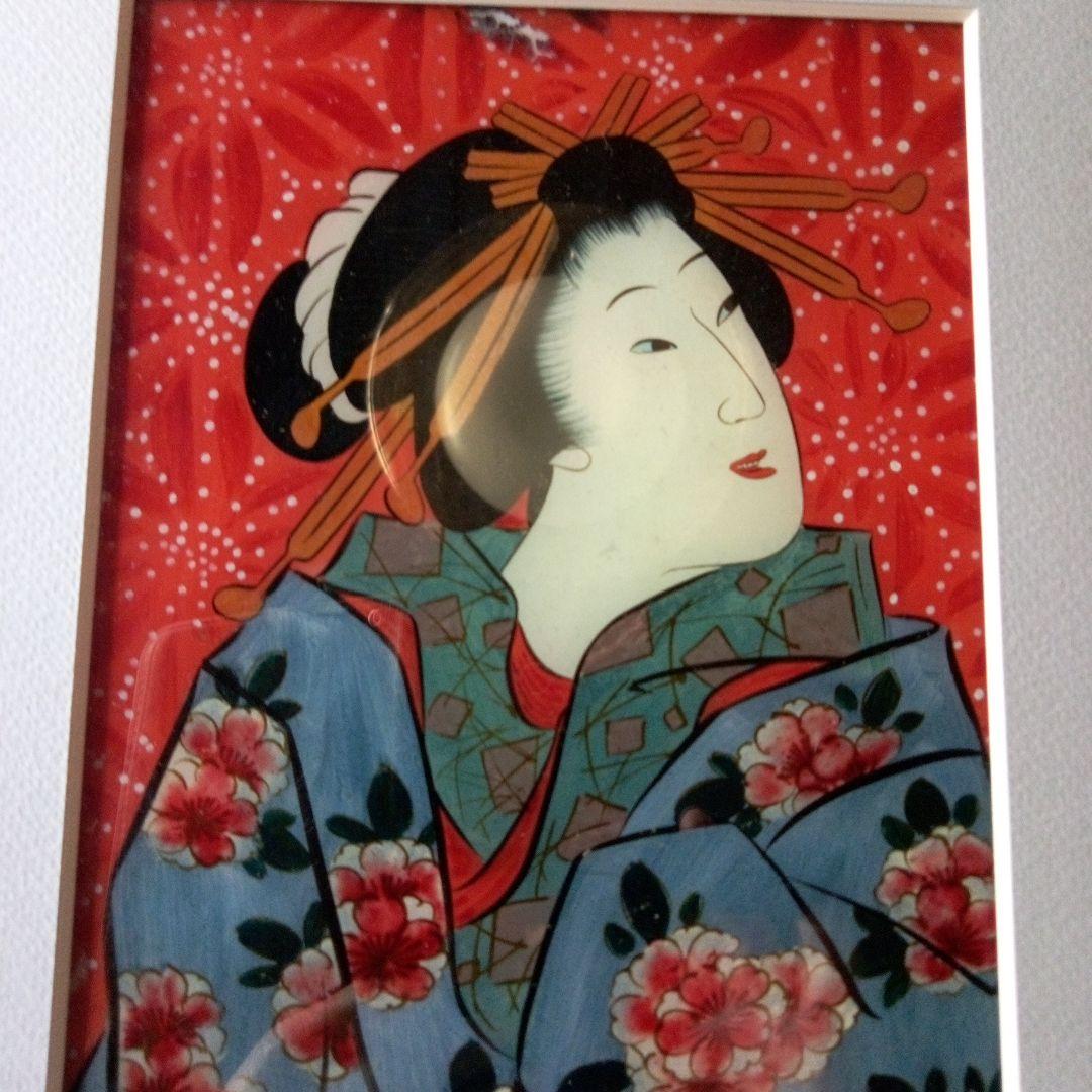 明治時代のガラス絵の美人図