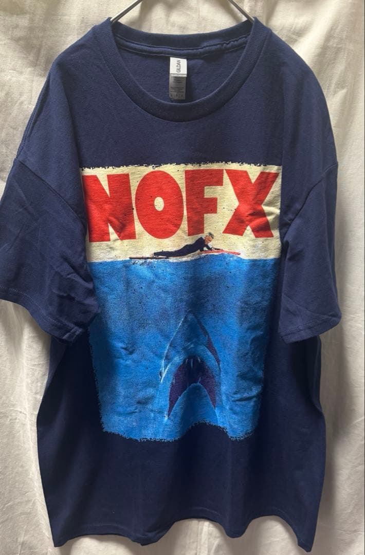 Lサイズ　NOFX Tシャツ　ネイビー　ジョーズ　パロディ