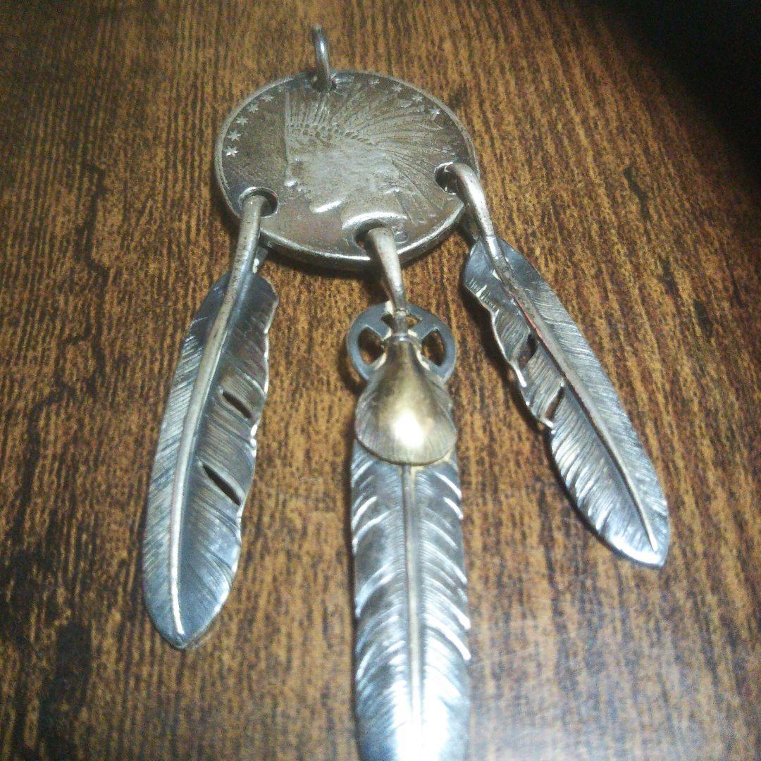 インディアンヘッドデザイン ペンダント 3点吊り フェザー