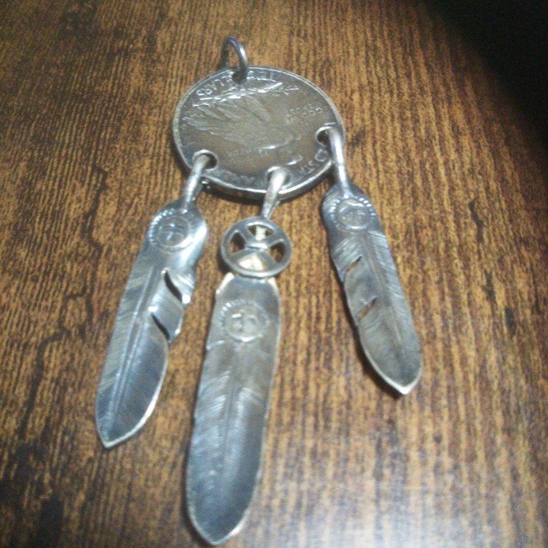 インディアンヘッドデザイン ペンダント 3点吊り フェザー