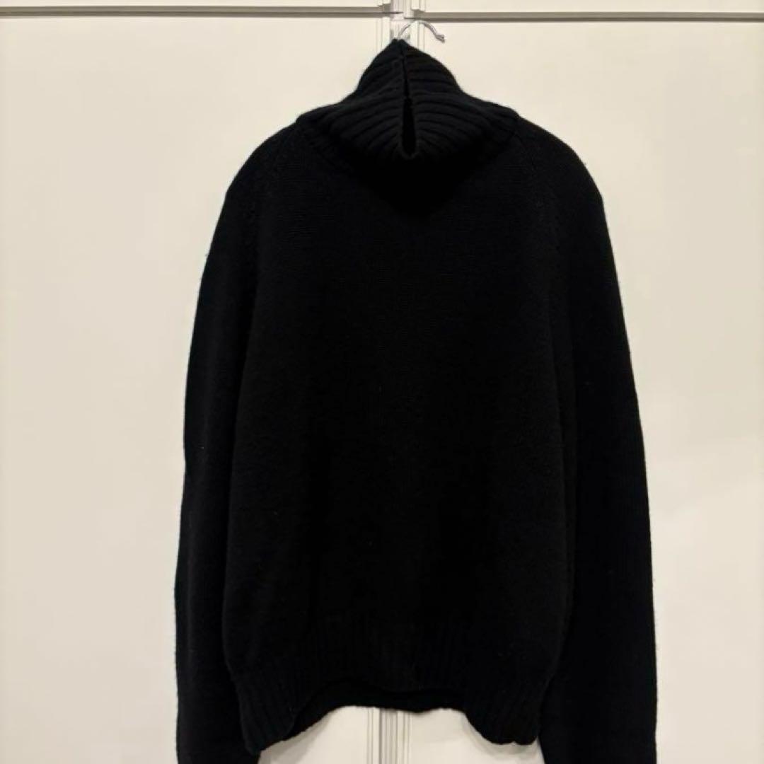 トップス EX FINE LAMBS LOOSE HIGH NECK KNIT Black