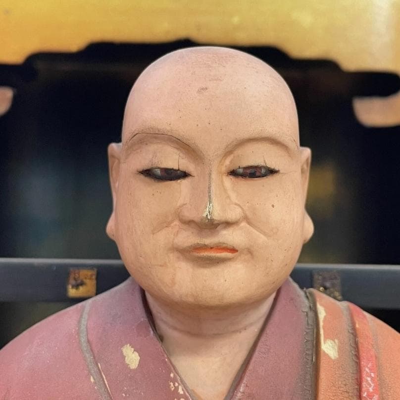 仏教美術 時代物 木彫り 弘法大師像 厨子入り 空海 仏像 骨董 古玩