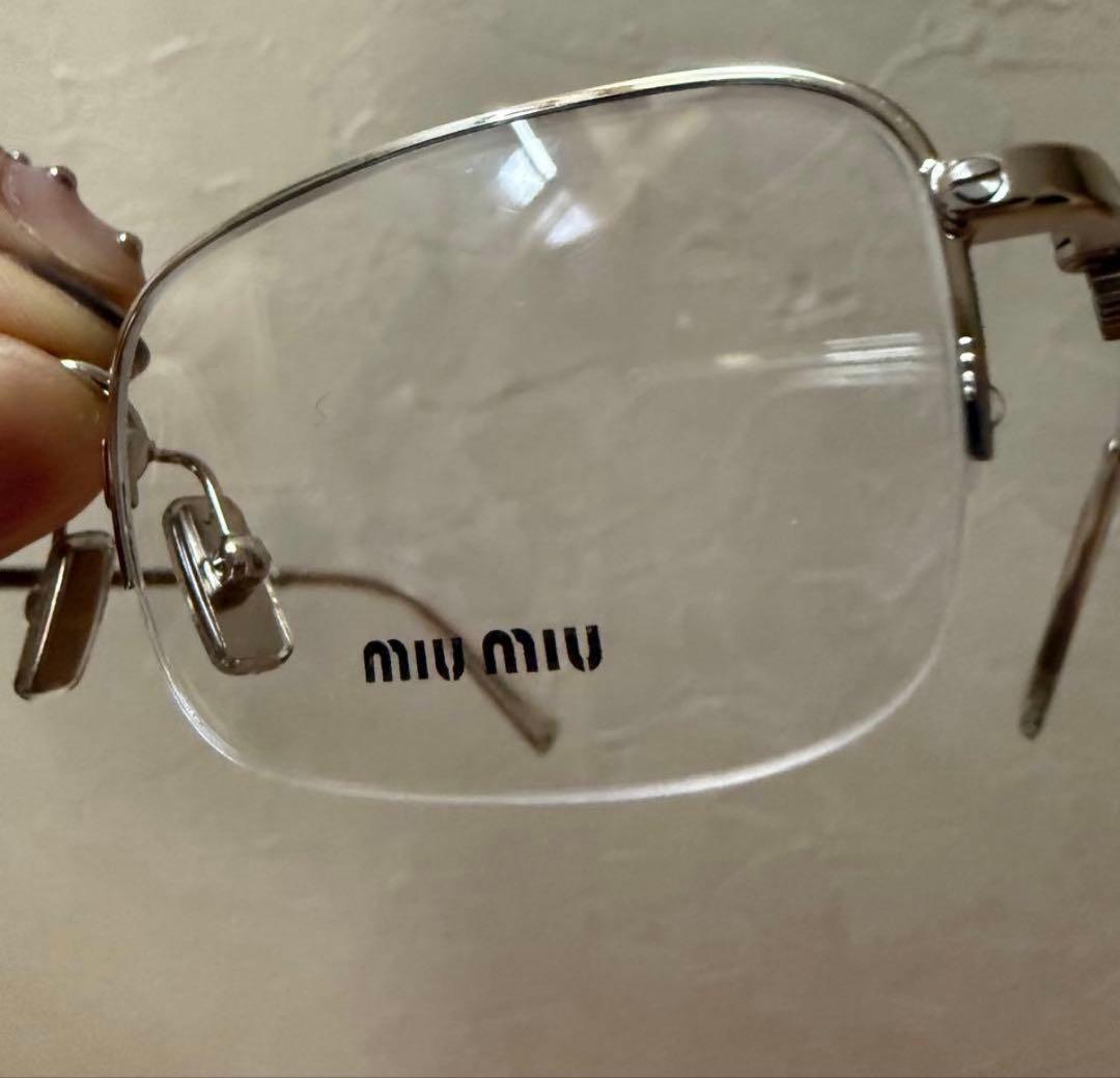 miu miu ミウミウ　シルバー メガネ　伊達メガネ　クリア　リムレス