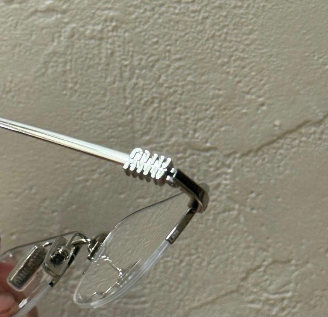 miu miu ミウミウ　シルバー メガネ　伊達メガネ　クリア　リムレス