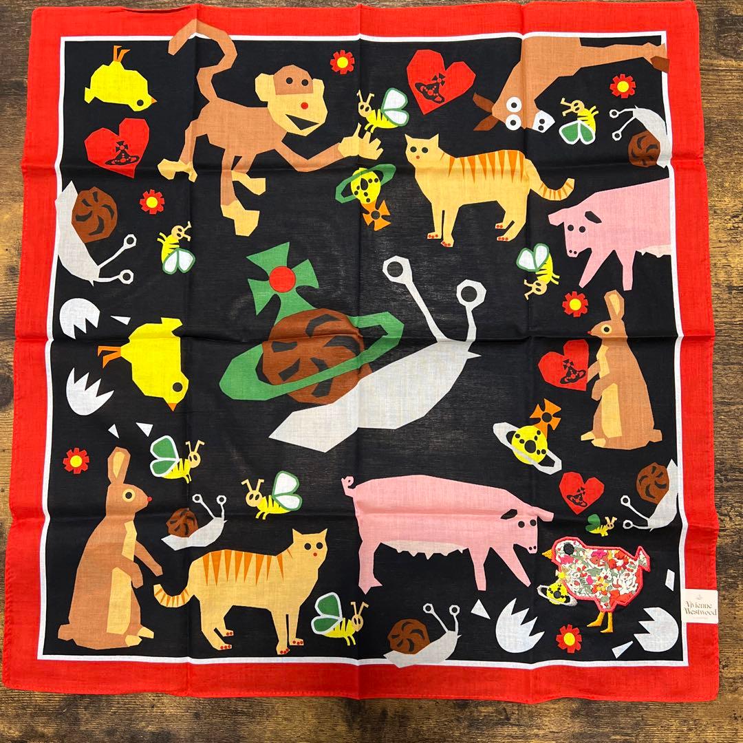 Vivienne Westwood カラフルな動物イラストのハンカチ