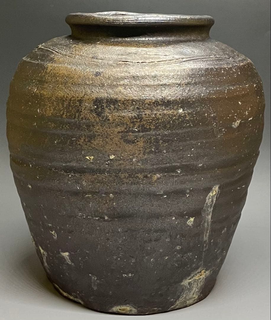 ヨシモ※プロフ必読※　古備前　室町末期　波状文壺　窯印有　w25w