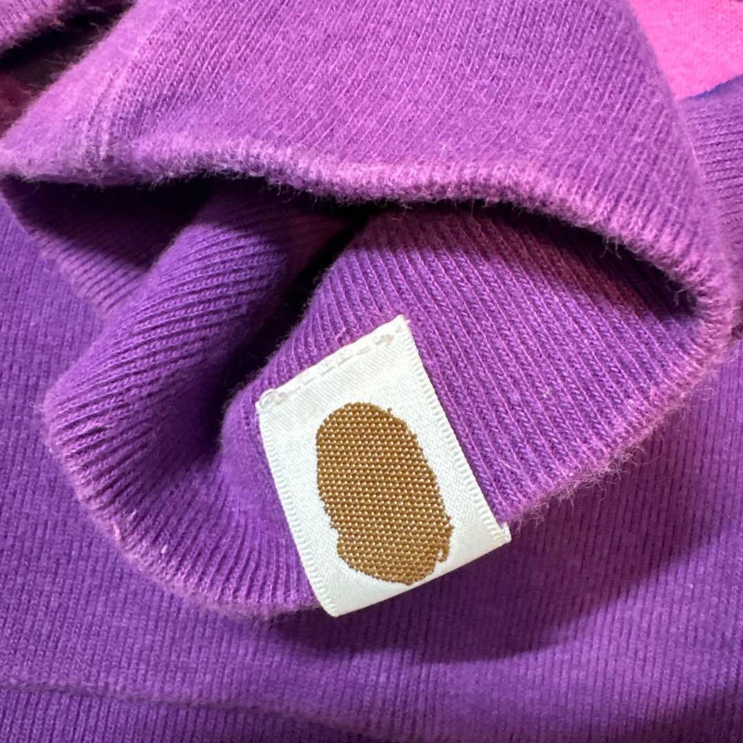 APE ラインストーン 紫 迷彩 スウェット トレーナー　カモ　エイプ