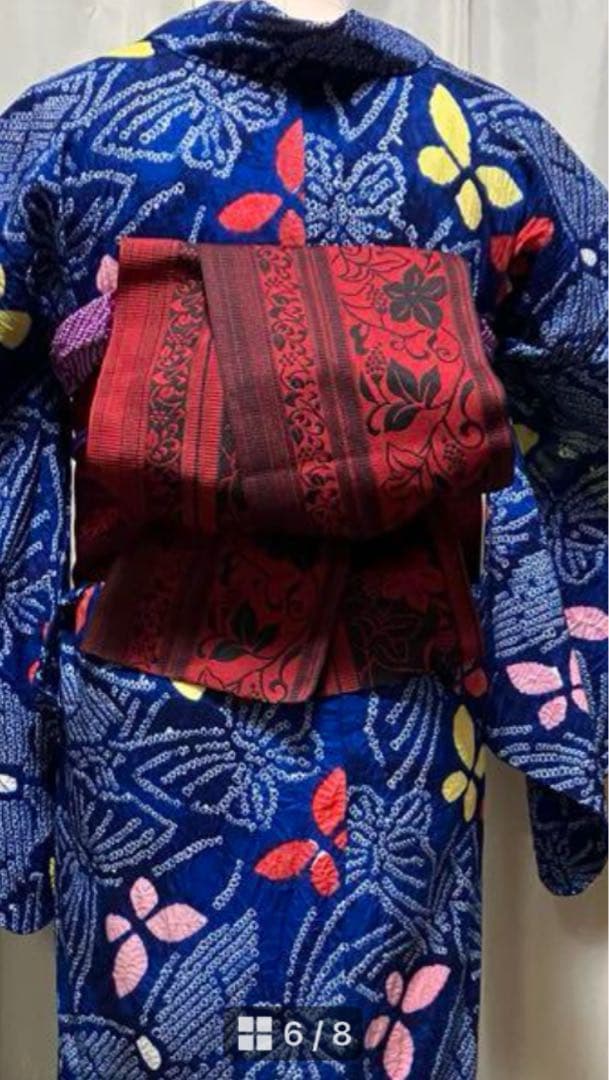 ち*ん様 オークション有松鳴海総絞り浴衣のみ157±5瑠璃色蝶