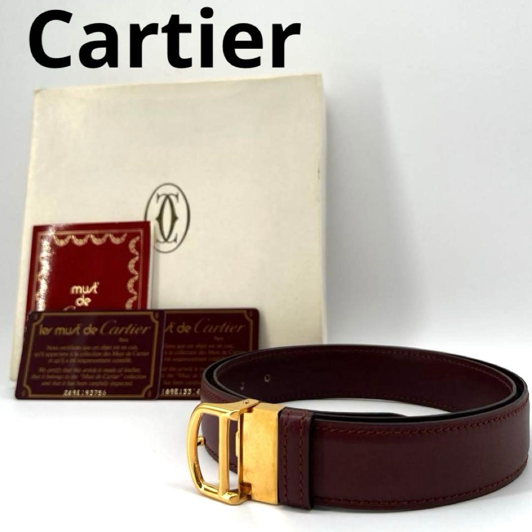 良品✨カルティエ ゴールド金具 レザー ベルト ボルドー 箱付き
