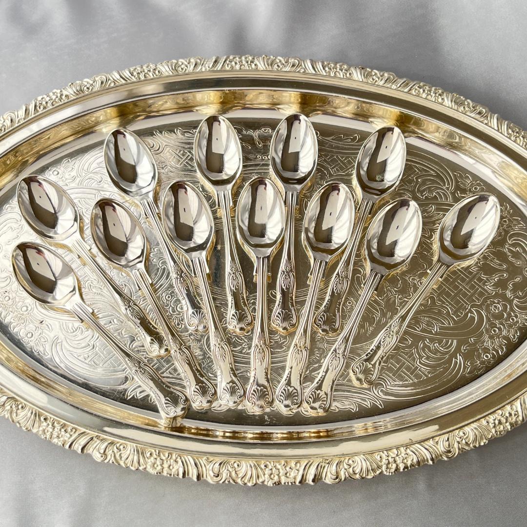 【英国】 キングスパターン ティースプーン 12本【シルバープレート】12cm