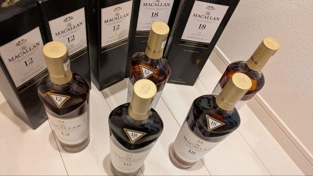 マッカラン 全部 シェリー 12年 3本、18年 2本のセット