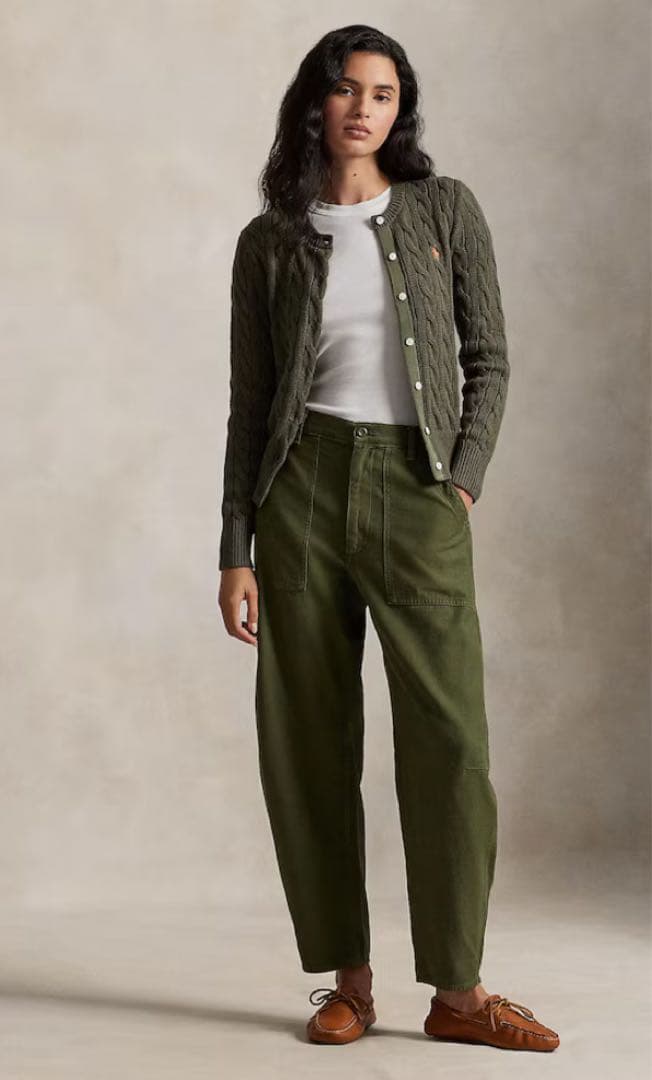 【正規品・未使用紙タグ付】ポロラルフローレン❤️ケーブルカーディガンカーキM