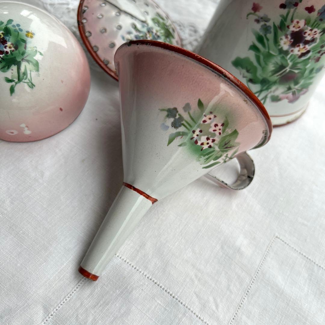 フランスアンティーク　japy 忘れな草のホーローウェディングセット