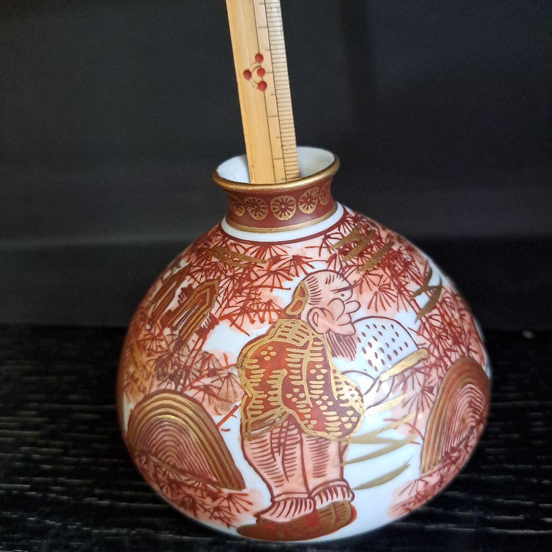 江戸中期　油壺　幻の湖東焼　赤絵金彩人物図　極上