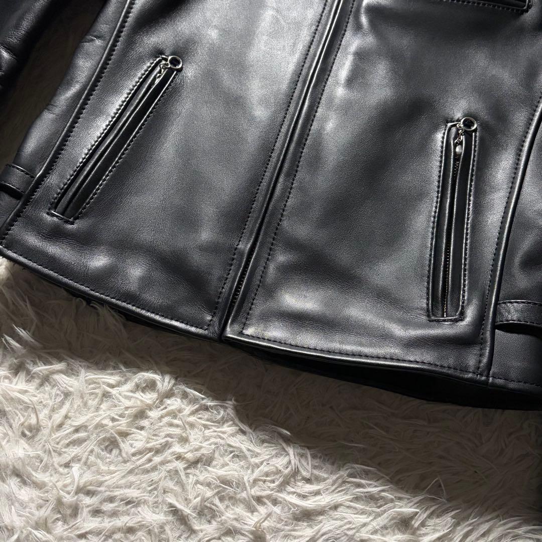 極美品◎KADOYA ライダースジャケット　シングル　ブラック　本革　M