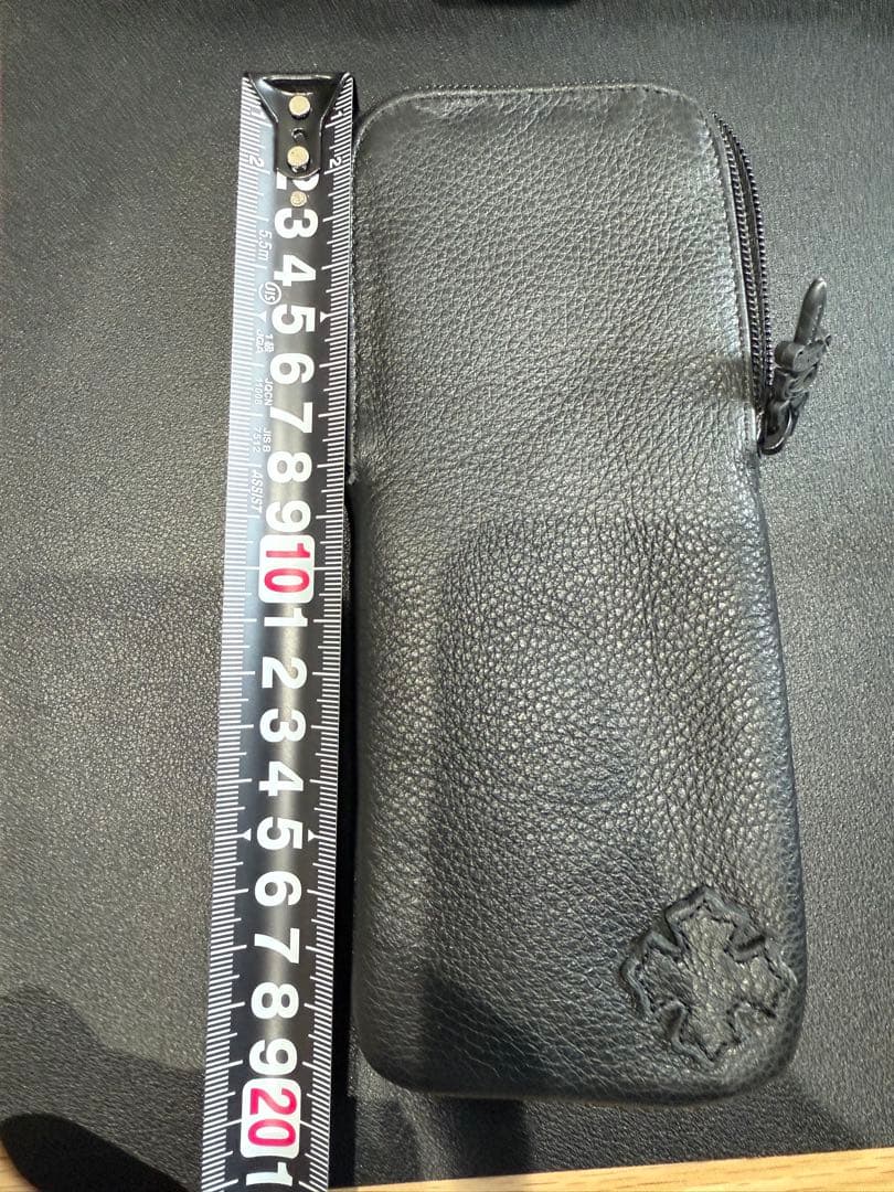 クロムハーツ 黒 レザー メガネケース 約8cm x 19cm