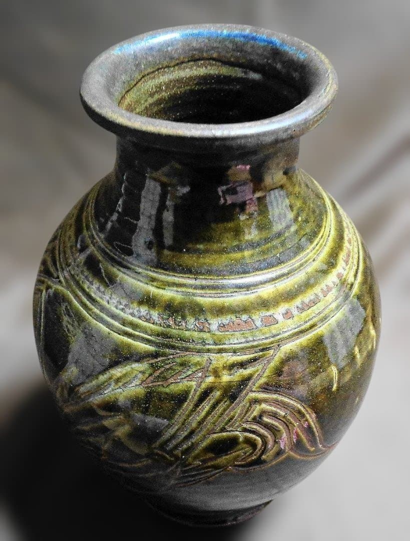 金城次郎 壺屋焼 花瓶 　３６ｃｍ