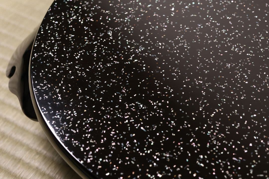 輪島塗 涛華堂 八井珠蔵 小判形 卓 螺鈿 貝梨地 木製 花台【MA804】