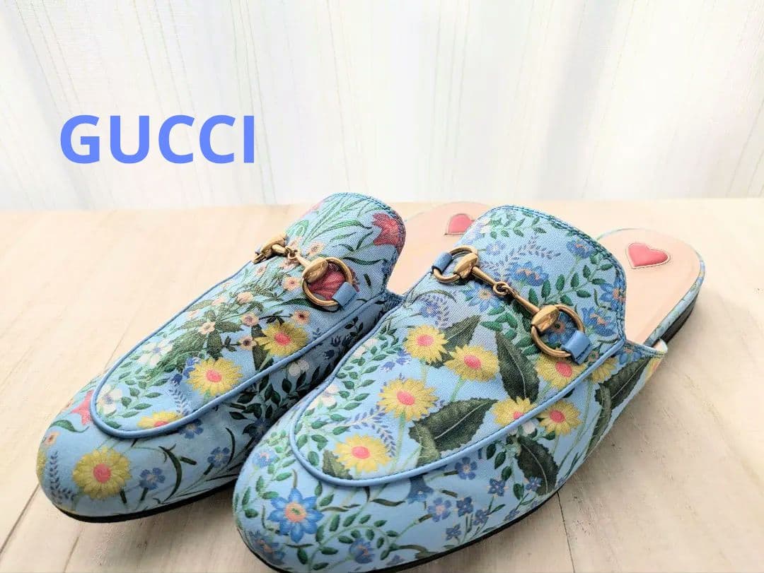 S*K様 値下げ❤❤ Gucci 432773 フラワープリント ミュール/スリ